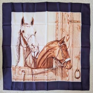 NEW Vintage Horses & Stable Portrait 28x28 Scarf Bandana Equestrian Horse Unused